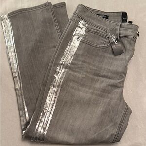 White House Black Market Gray Jeans with Silver Accents
